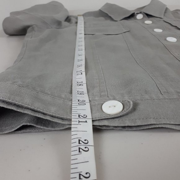 Spanner Taupe Button Down Linen Top - Picture 8 of 13